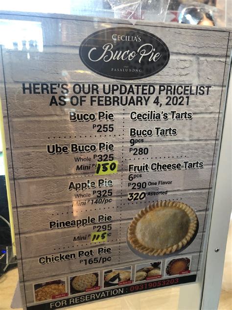 cecilia's tagaytay menu|Menu at Cecilia's Buco Pie, Tarts and Pasalubong .